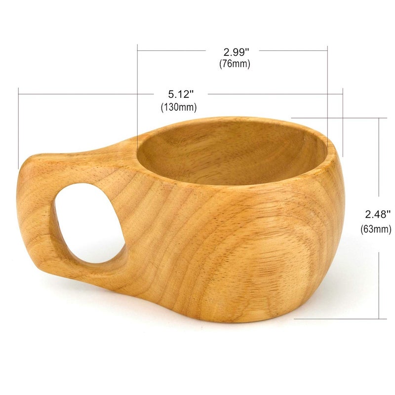Bamber Wooden Coffee Cup Wood Novelty Mugs Reusable Decorative Teacup - Image 2